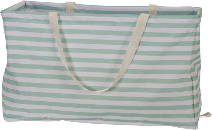 Household Essentials Canvas Utility Tote with Handles, Rectangular Krush Container Tote, Water-Resistant Vinyl Lining, Large Capacity, Durable and Versatile, Chevron Pattern