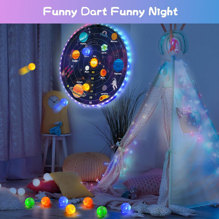 2 in 1 29" Large LED Dart Board for Kids 8-12 Games with LED Sticky Balls, Indoor & Outdoor Games for Kids 8-12, Board Games for Kids
