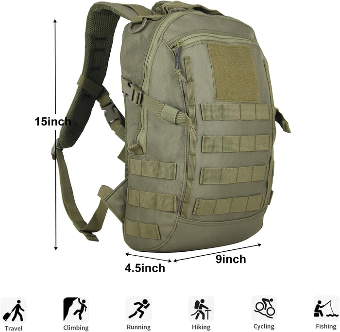 Small Tactical Backpack Military Daypack 12L Molle Bag Rucksack Army Daypack for Outdoor,Hiking,Camping,Travel (Green)