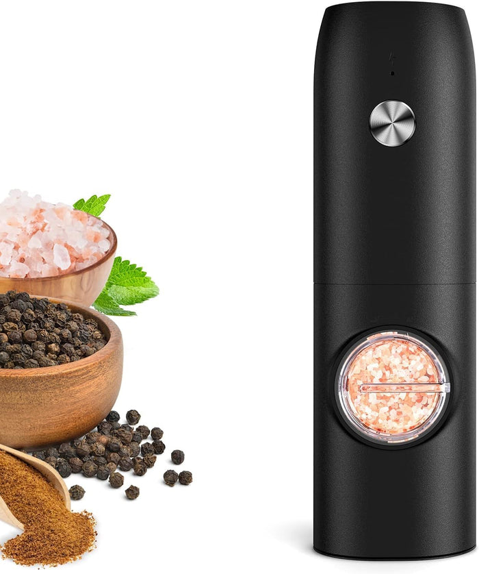 Electric Salt and Pepper Grinder Set：Rechargeable Automatic Pepper Mill Grinder with LED House Warming Gifts New Home, USB Adjustable Coarseness shakers, One-Hand Operation for Kitchen Appliances