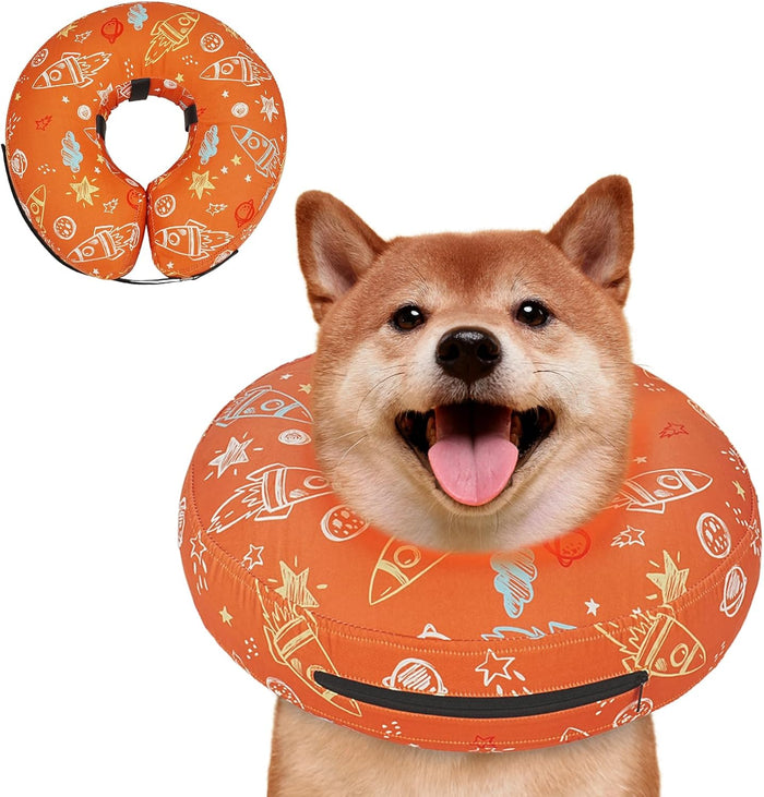 Elevated Inflatable Dog Cone Collar to Stop Licking, Dog Donut Collar After Surgery, Soft Pet Cone Alternative for Small Medium Large Dogs