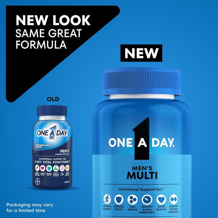 One A Day Multivitamin for Men - Daily Mens Multivitamins with Vitamin D, Zinc, Folic Acid, and B Vitamins, Physical Energy Support, 200 Ct (Packaging May Vary)