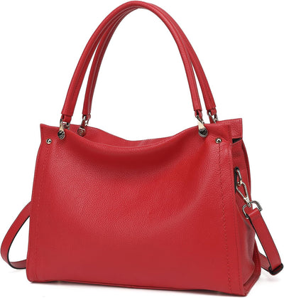 KOGTLA Women's Genuine Leather Purses with Detachable Satchel Strap, Ladies Tote Bag Handbags Top-Handle Shoulder Hobo Bags