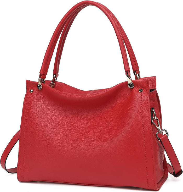 KOGTLA Women's Genuine Leather Purses with Detachable Satchel Strap, Ladies Tote Bag Handbags Top-Handle Shoulder Hobo Bags