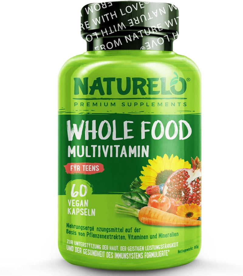 NATURELO Teen Multivitamin - Whole Food Multivitamin - with Minerals for Teenage Boys & Girls - Supplement for Active Kids - Non-GMO - Vegan & Vegetarian - 180 Capsules