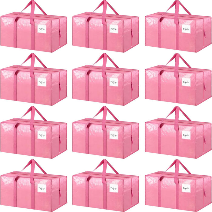 6 Pack Extra Heavy Duty Large Moving Bags with Strong Zipper & Comfortable Handles, Sturdy & Durable Clothes Storage Bags Totes Bins, Blue Packing Moving Boxes for College Supplies, Dark Blue
