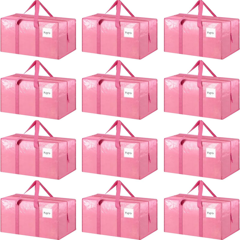 6 Pack Extra Heavy Duty Large Moving Bags with Strong Zipper & Comfortable Handles, Sturdy & Durable Clothes Storage Bags Totes Bins, Blue Packing Moving Boxes for College Supplies, Dark Blue