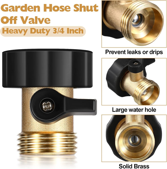 Tudomro 4 Pack Garden Hose Shut Off Valve Durable Heavy 3/4 Brass Shut Off Valve for Garden Hose with Extra Pressure Washer Water for Household Cleaning