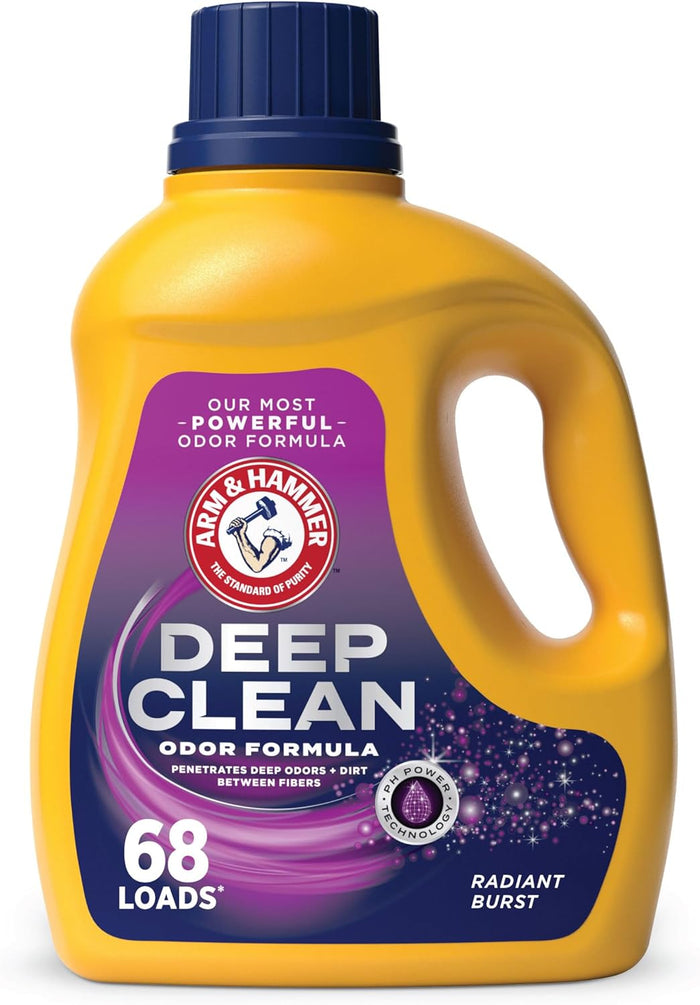 ARM & HAMMER™ Deep Clean Odor Formula Liquid Laundry Detergent, Laundry Odor Remover, Radiant Burst Scent, 150 Fl Oz, 100 Loads