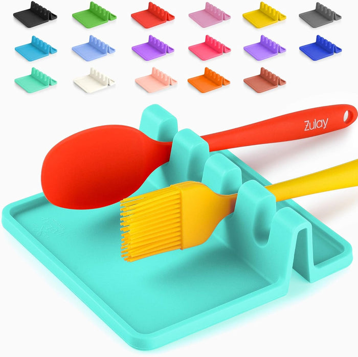 Zulay Kitchen Spoon Rest for Multiple Utensils High Heat-Resistant Silicone Drip Pad, BPA-Free Spoon Holder for Stove Top, Kitchen Gadget Holder for Ladles, Tongs, Cooking Spatula - Makes Great Gift