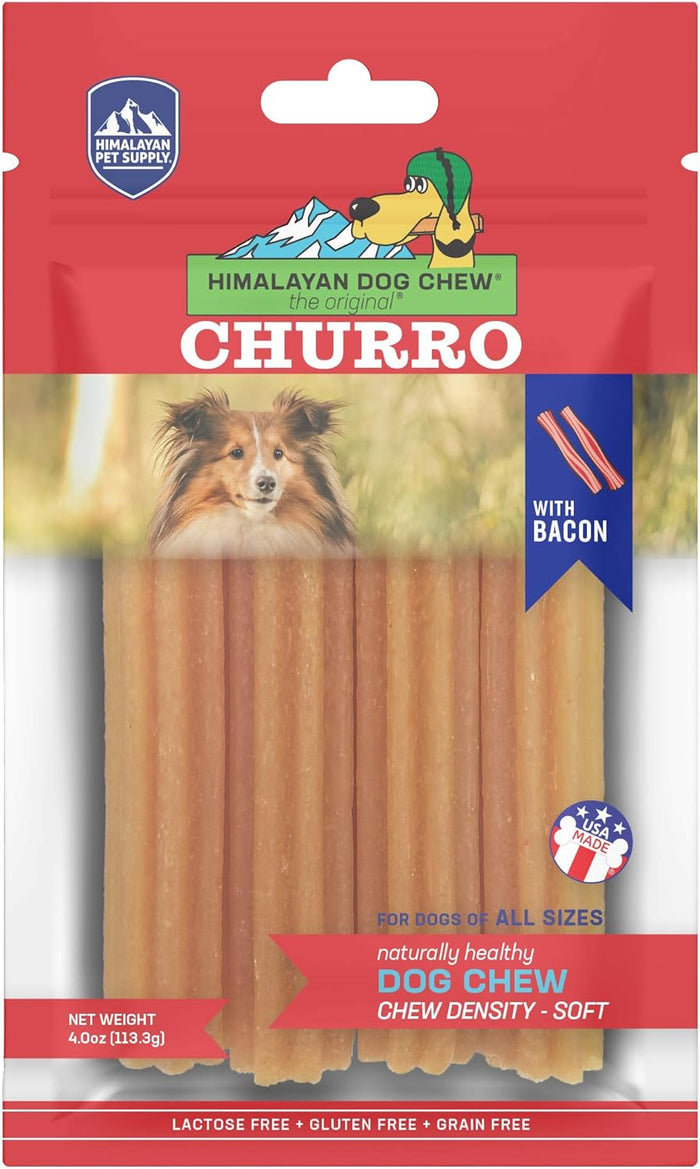Himalayan Dog Chew Churro Yak Cheese Dog Chews, 100% Natural, Long Lasting, Gluten Free, Healthy & Safe Dog Treats, Lactose & Grain Free, Protein Rich, For All Breeds, Soft, Chicken Flavor, 4 Pack