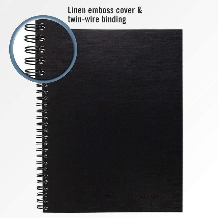 Cambridge Business Notebook, Legal Ruled, 6-1/2" x 9-1/2", Wirebound, Black, 2 Pack (73599)