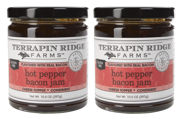 Terrapin Ridge Farms Hot Pepper Bacon Jam – Sweet & Spicy Spread with Real Bacon & Jalapeño – Gourmet Condiment for Cheese, Meats, and Appetizers – 10.5 oz Jar