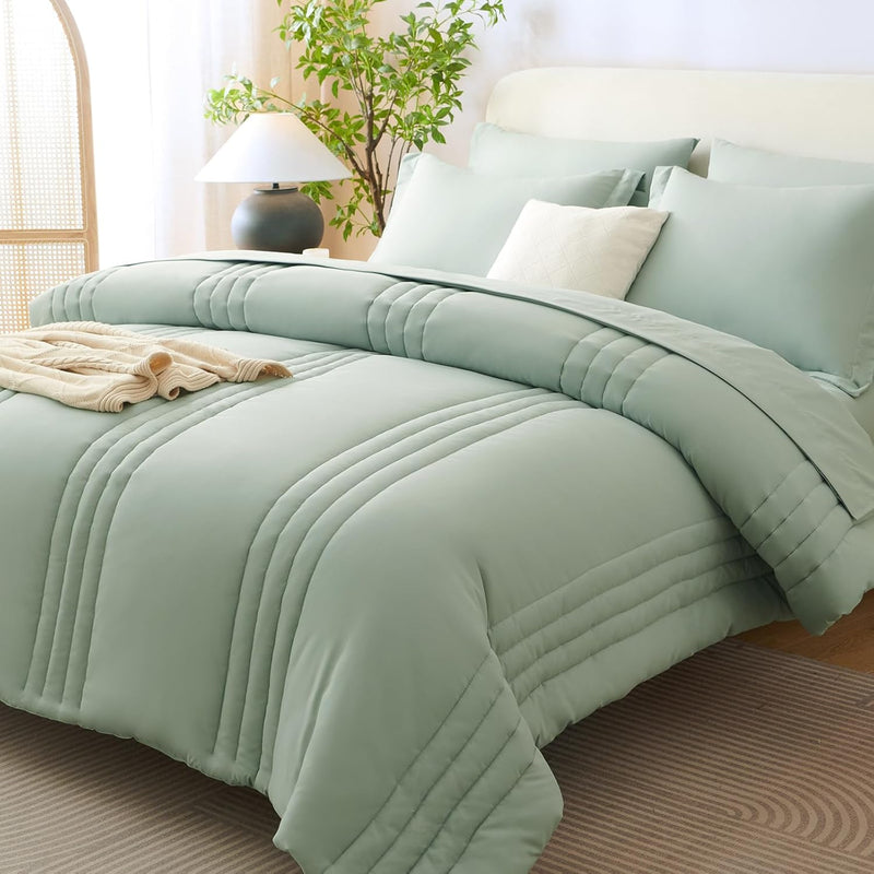 CozyLux Full Size Comforter Sets - 7 Pieces Bed in a Bag Beige Comforters Full Size Bed Set, Soft Bedding Set with All Seasons Comforter, Sheets, Pillowcases & Shams