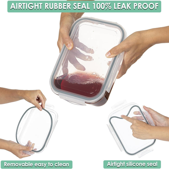 8 Cups Large Glass Container with Lid, Oven, Freezer and Microwave Safe, Clear Container