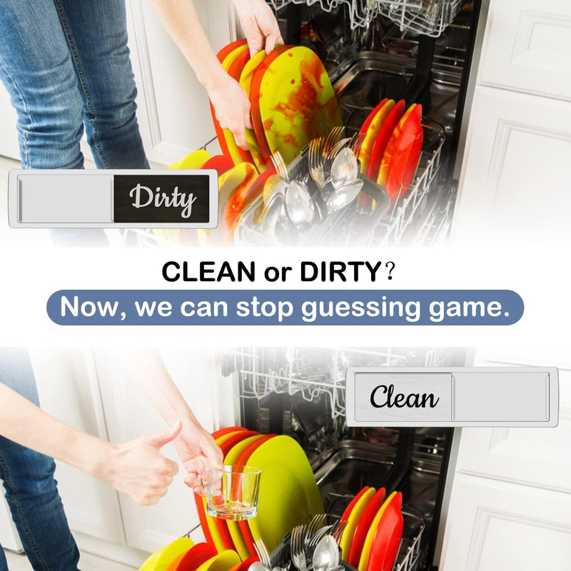 Oxepleus Dishwasher Magnet Clean Dirty Sign, Farmhouse Rustic Wood Design Black and White Non-Scratch/Easy to Read & Slide/Strong Magnetism Kitchen Storage and Decoration Accessories (A-Silver)