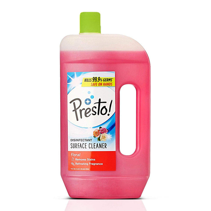 Amazon Brand - Presto! Disinfectant Surface & Floor Cleaner Liquid | Pine | 2 Litre Can | Kills 99.9% Germs | Removes Stains | Safe On Hands