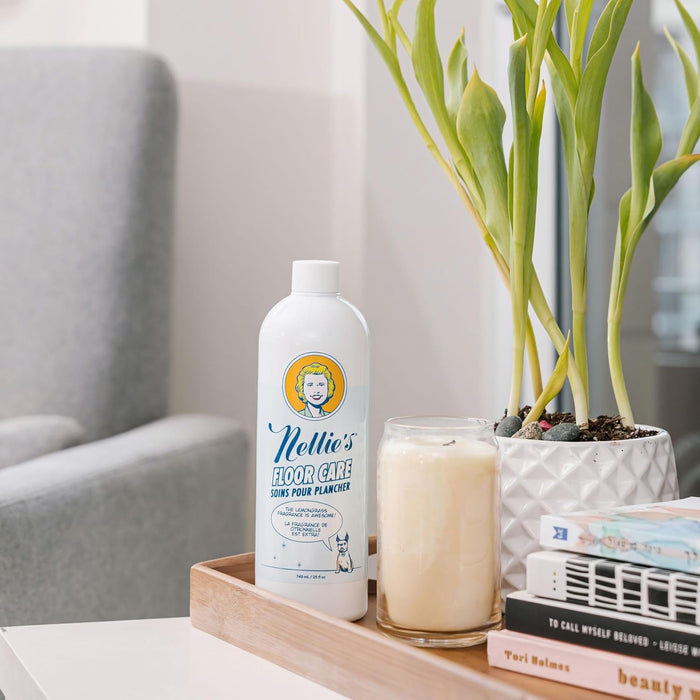 Nellie’s Floor Care – Plant-Based Floor Cleaner for Hardwood, Tile, Ceramic, and More – Effectively Lifts Dirt and Odors – Fresh Lemongrass Scent (25 fl oz) - Made in Canada