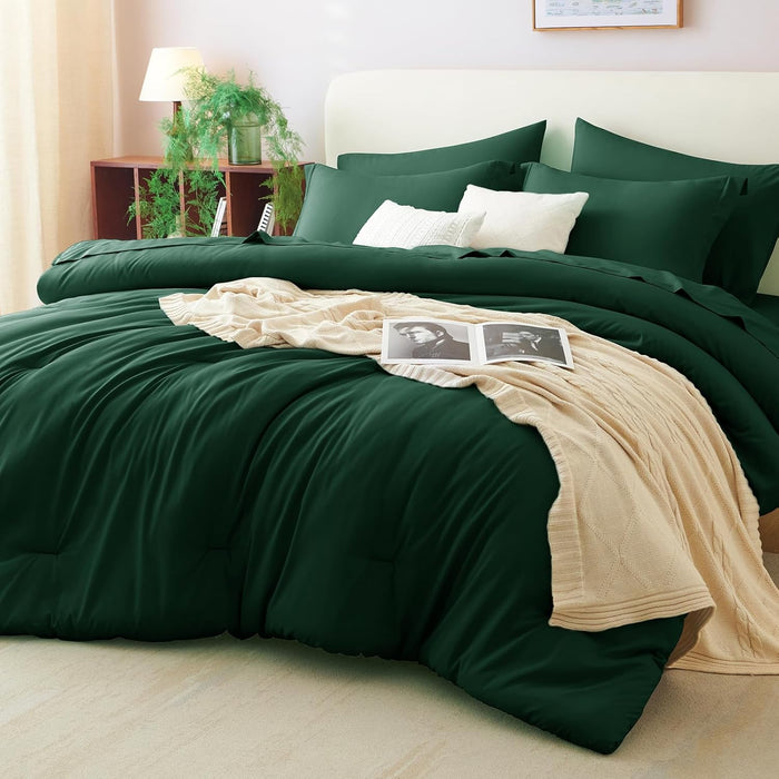 CozyLux Queen Comforter Set Dark Grey, 7 Pieces Bed in a Bag Queen Comforter Set with Sheets, Bedding Sets with Down Alternative Comforter, Fitted Sheets, Flat Sheets, Pillow Shams and Pillowcases