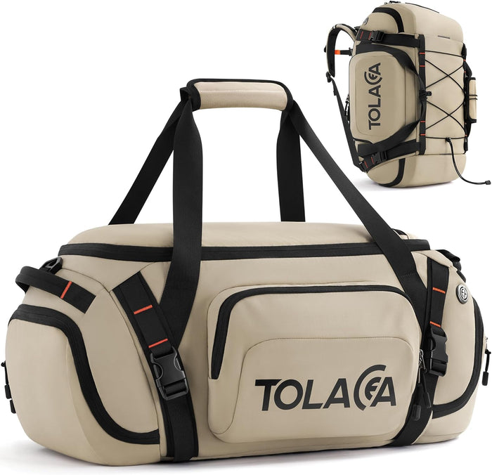 Tolaccea Gym Bag for Men & Women, 40L Duffle Bag Backpack for Travel Sports with Shoe Compartment, Wet Pocket & Extra Laptop Bag for 15.6'', 3-in-1 Sport Workout Duffel Carry On for Airplane (Navy)