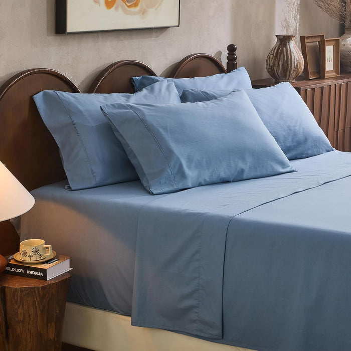 100% Linen Sheet Set Queen Size Extra Deep Pocket Fits 18-24 Inch Mattress, Breathable & Soft, Smooth 4-Piece Set for Thick Mattresses Hotel Luxury Bedding（Queen, Dark Grey）
