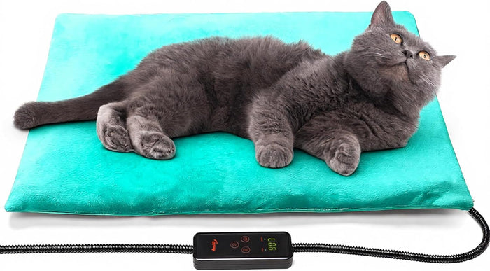 Toozey Medium Pet Heating Pad, 28x20 in, 6 Temp Settings, Timer, Waterproof, Chew-Resistant Cord, for Dogs and Cats