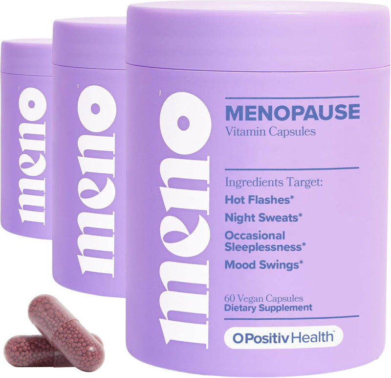 O Positiv MENO Vitamins for Menopause - Hormone-Free Menopause Supplement for Women - Black Cohosh & Ashwagandha KSM-66 - Helps Relieve Hot Flashes, Night Sweats, Mood Swings - 30 Servings (Pack of 1)