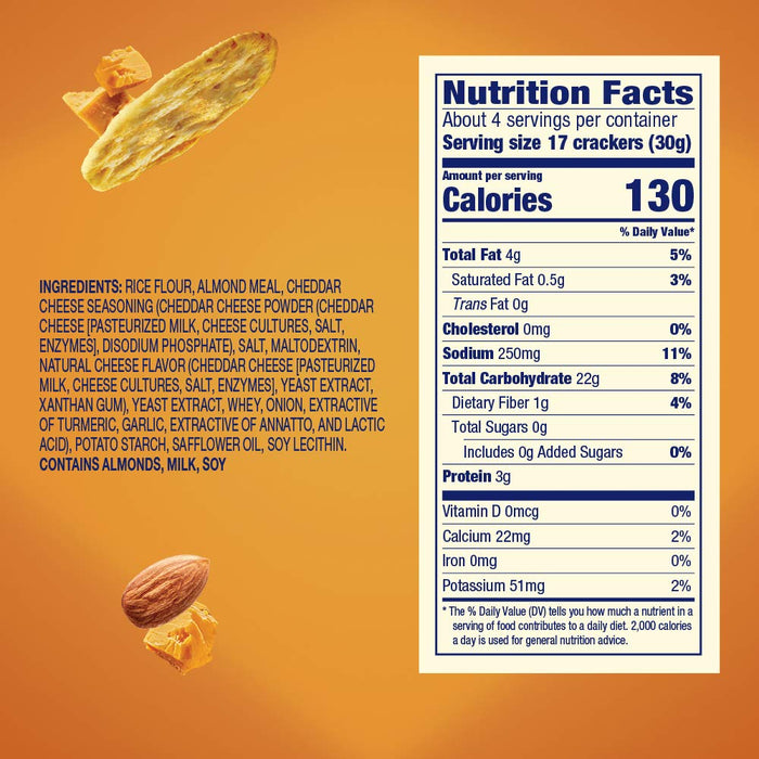 Blue Diamond Almonds Nut Thins, Cheddar Cheese, 4.25 Oz