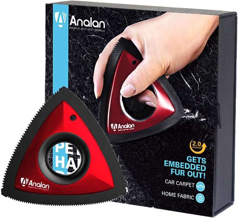 Analan Mini Pet Hair Remover for Car Detailing Supplies, Carpet Dog Hair Remover for Car Interior, Triangle Dog Hair Remover for Auto Detailing, Couch, Furniture, Lint, Carpet (Jet Black)