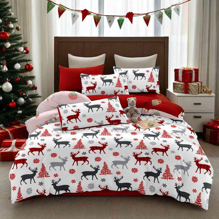 Faincy Full Comforter Set, Red and Black Grid Buffalo Check Plaid Pattern, Reversible Microfiber Duvet Set, Soft Christmas New Year Gift Modern Bedding in a Bag for Women Men Teen, Size 80 x 90 3PCs