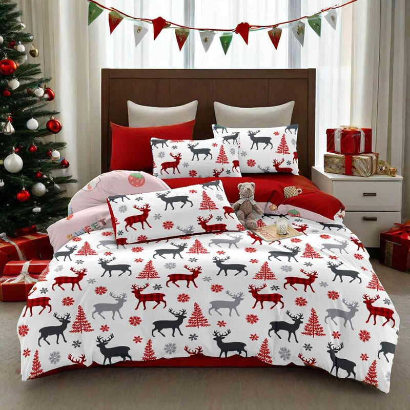 Faincy Full Comforter Set, Red and Black Grid Buffalo Check Plaid Pattern, Reversible Microfiber Duvet Set, Soft Christmas New Year Gift Modern Bedding in a Bag for Women Men Teen, Size 80 x 90 3PCs