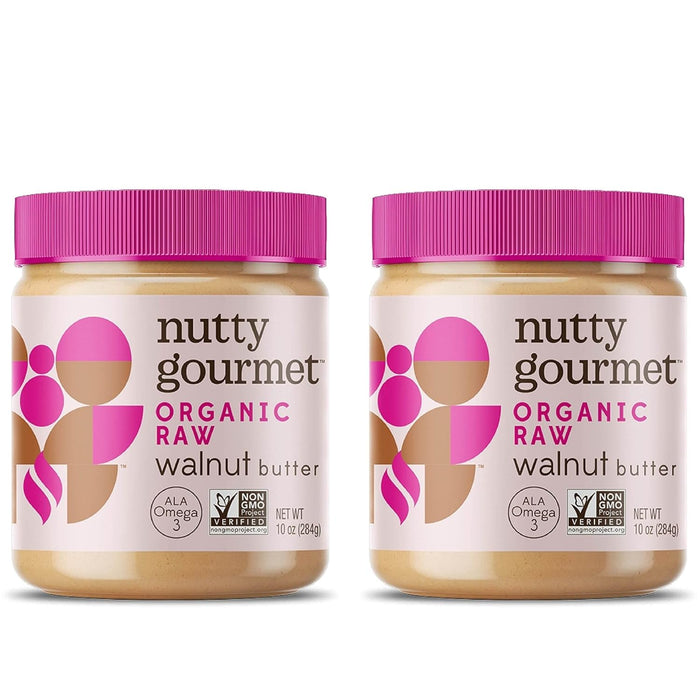 Nutty Gourmet Organic Walnut Butter - Raw Nut Butter - No Added Sugar - Unsalted - All Natural - Peanut Free - Vegan - California Grown Walnuts - Keto Snack - Gluten Free (10oz, 1 Pack)