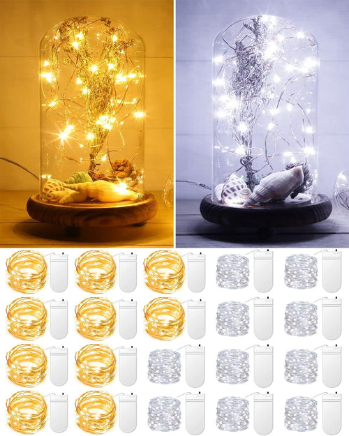 20 Pack Fairy Lights Battery Operated, 3.3ft 20 LED Mini String Lights Twinkle Lights Copper Wire Firefly Starry Lights for Mason Jars Wedding Party Christmas Centerpiece Table Decorations, Warm White