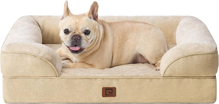 EHEYCIGA Orthopedic Dog Beds Large Sized Dog, Waterproof Memory Foam Pet Bed with Sides, Non-Slip Bottom Large Pet Bed with Washable Removable Cover, Grey