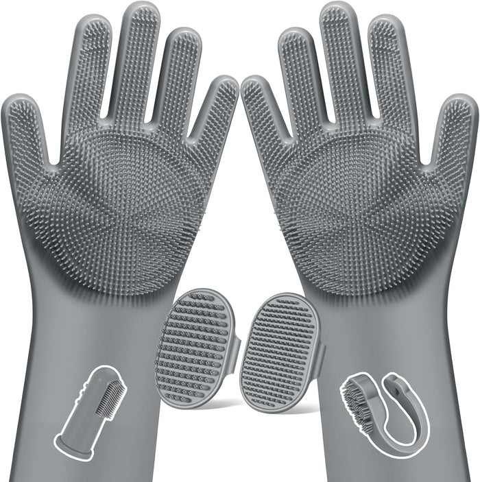 6PCS Pet Grooming Kit for Dogs,Cats and Horses | Dog Washing Gloves | Dog Bath Brush | Dog Bath Gloves | Dog Shampoo Brush | Pet Grooming Gloves | Dog Bath Supplies (Navy Blue)