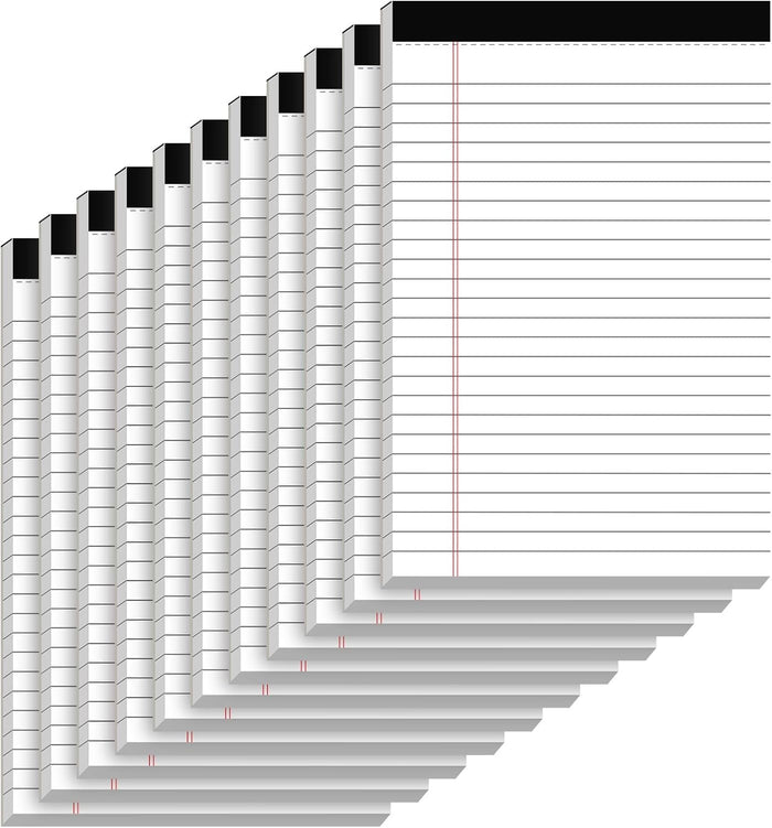 12 Pack Legal Pads 8.5 x 11 Note Pads 8.5 x 11 Inch Notepad 360 Sheets Writing Pads Wide Ruled Lined Paper Pads White Paper Note Pads 8.5 x 11 with 30 Sheets Per Legal Pad for School, Office, Home
