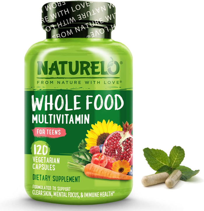 NATURELO Teen Multivitamin - Whole Food Multivitamin - with Minerals for Teenage Boys & Girls - Supplement for Active Kids - Non-GMO - Vegan & Vegetarian - 180 Capsules