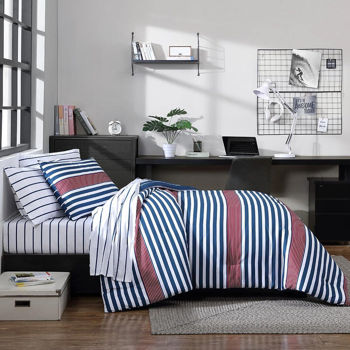 Nautica - Twin/Twin XL Comforter Set, Soft Brushed Bedding with a Relaxed Feel for Year-Round Use, 2 Piece Bed Set with Matching Pillowcase (Heathered Block Grey)