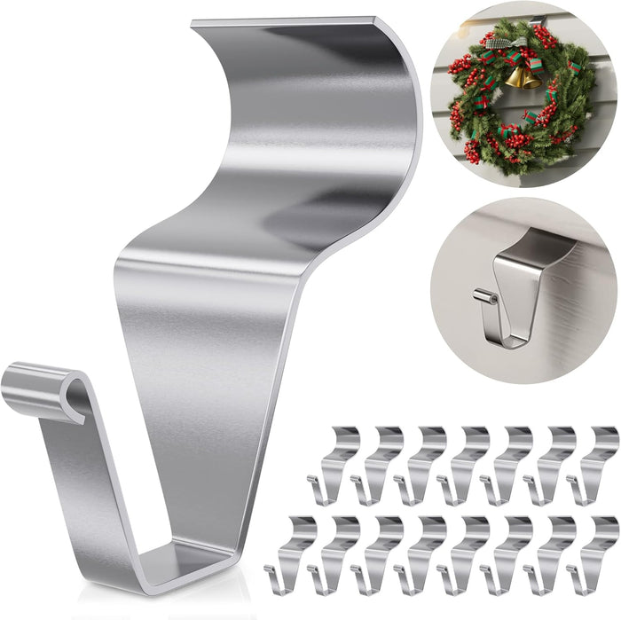 20 Pack Vinyl Siding Hooks, No Hole Siding Hanging Hangers, Heavy-Duty Stainless Steel Vinyl Siding Hanger, Reusable Siding Clips for Hanging Holiday Decorations, Plaques, String Light