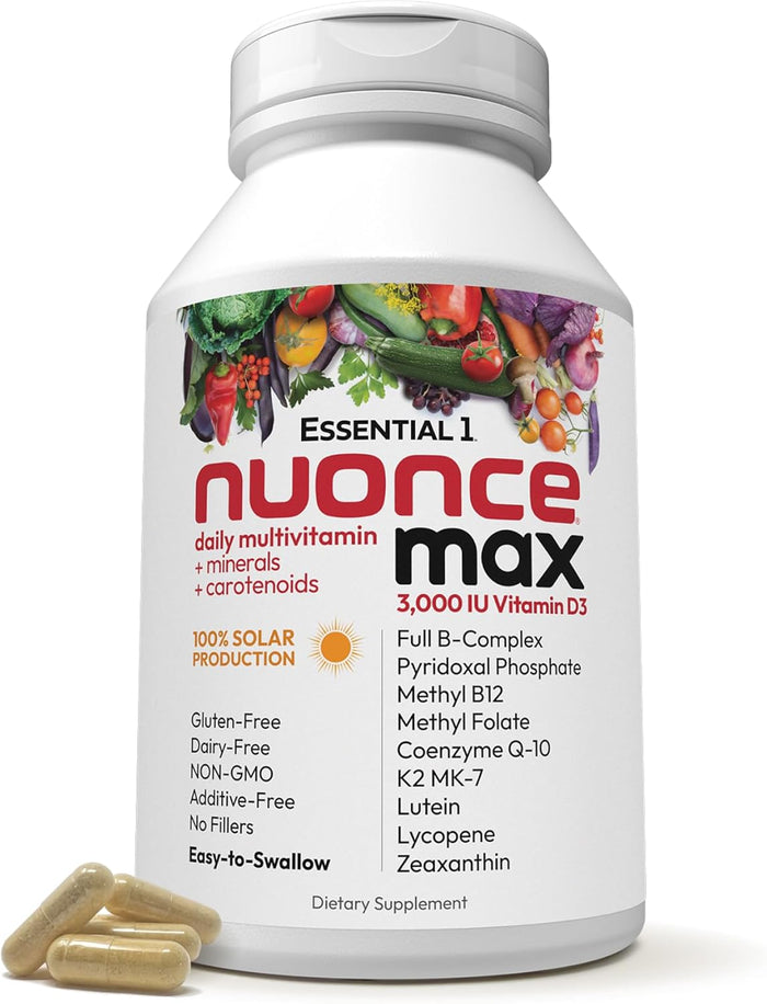 ANDREW LESSMAN Essential-1 Multivitamin 1000 IU Vitamin D3 60 Small Capsules - 100 mcg Methyl B12. CoQ10 Lutein Lycopene Zeaxanthin. High Potency. No Additives. Ultra-Mild. One Daily Capsule
