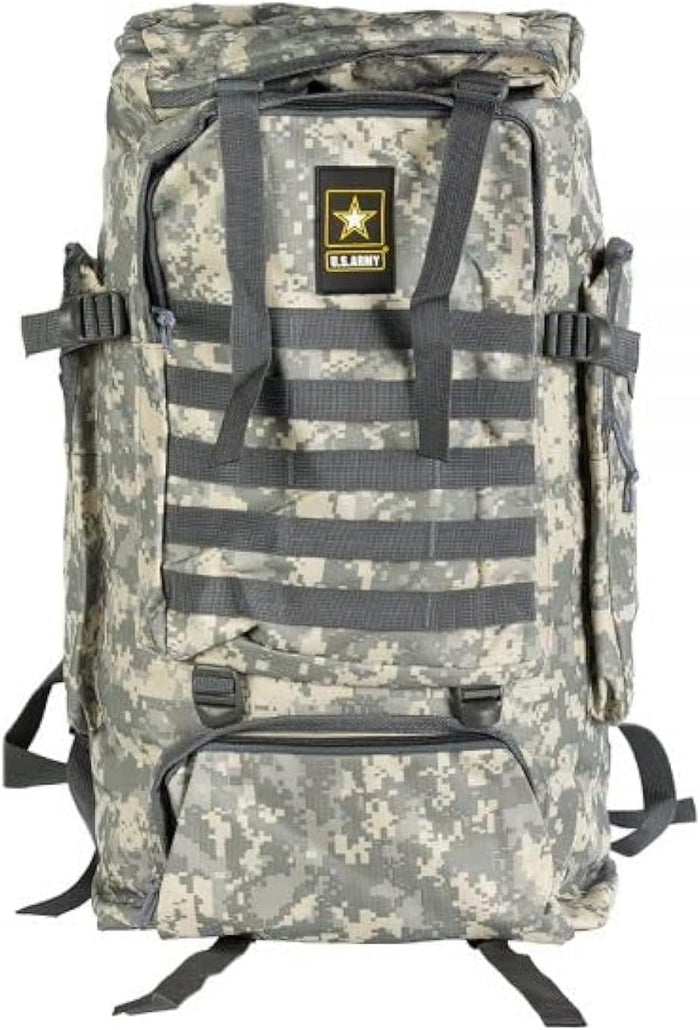 US Army 70L Large Tactical Backpack with Water Bottle Pouch - Military Backpack Molle System Breathable Back Padding - Hiking, Camping & Trekking Backpack for Men & Women (Camo)