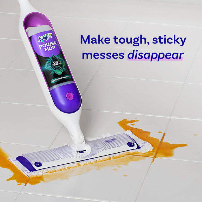 Swiffer PowerMop Floor Cleaning Solution with Unstopables Fresh Scent, PowerMop Refills, Floor Cleaner for Mopping, 25.3 fl oz, 2 Pack