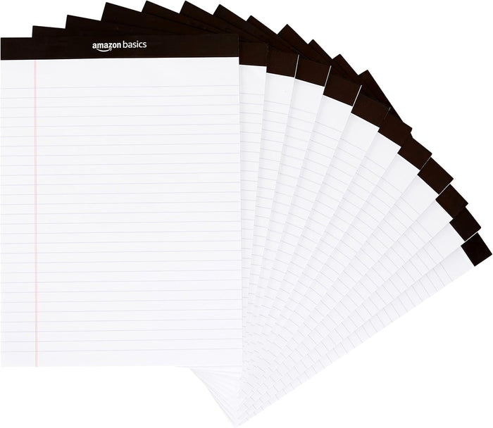 Amazon Basics Narrow Ruled 5-Inch by 8-Inch Lined Writing Note Pads, 6 Count (50 Sheet Pads), Multicolor