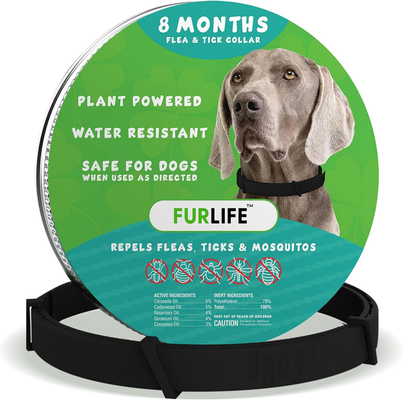 FurLife Flea and Tick Collar for Dogs – Waterproof Grey Dog Collar, Pet Supplies for Tick and Flea Prevention for Dogs, Safe for All Breeds