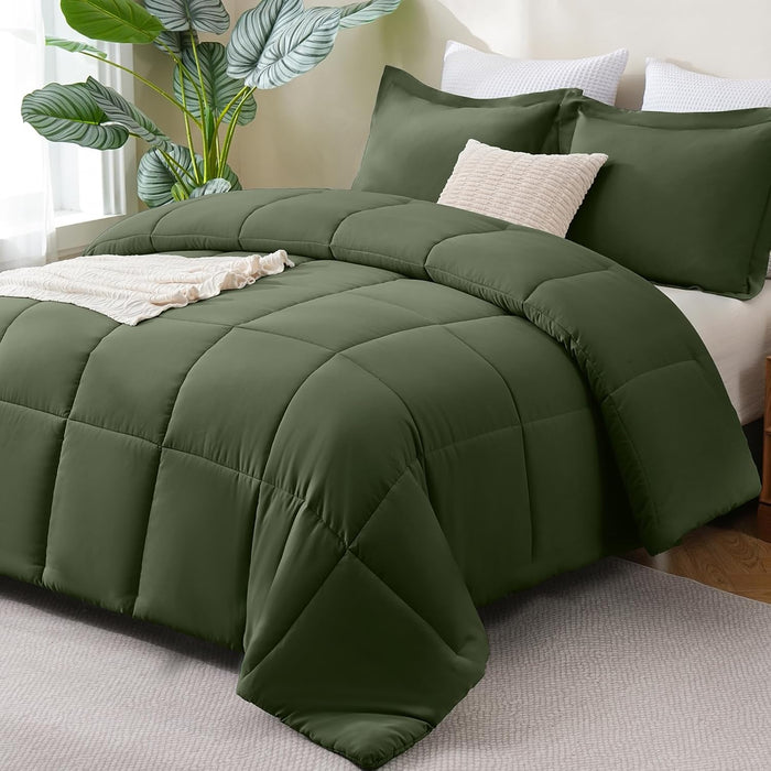 CozyLux Queen Comforter Set Black - 3 Pieces Box Stitched Comforters Queen Size, Soft Bed Set for All Seasons, Lightweight Bedding Sets with 1 Down Alternative Comforter and 2 Pillow Shams