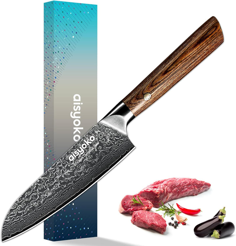 Chef Knife 8 Inch Damascus Japan VG-10 Super Stainless Steel Professional High Carbon Super Sharp Kitchen Cooking Knife, Ergonomic Color Wooden Handle Luxury Gift Box