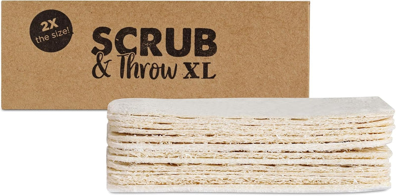 Scrub & Throw Natural Loofah Sponges, Multipurpose Dish Cleaning Tools (Pack of 180) for Kitchen, Bathroom, and Household Use - Non-Scratch