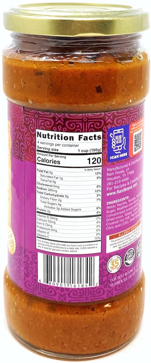 Rani Chili Chicken Curry Vegan Simmer Sauce (Ginger, Garlic, Tomatoes & Spices) 14oz (400g) Glass Jar ~ Easy to Use | Vegan | No Colors | All Natural | NON-GMO | Gluten Free | Indian Origin