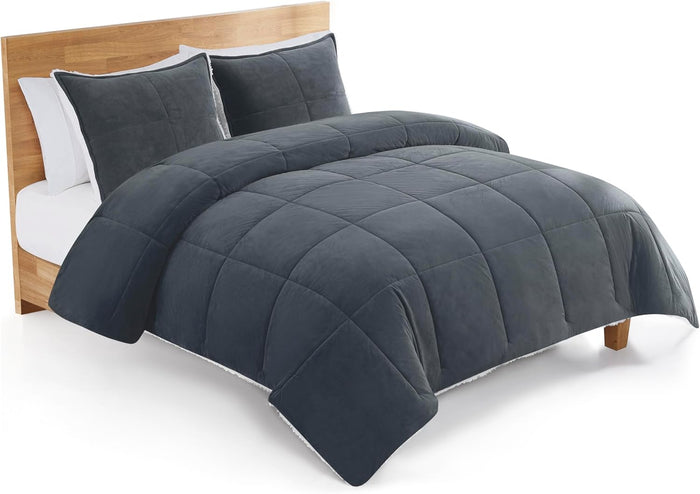 UGG Blissful Comforter Set with 2 Pillow Shams Reversible White Comforter Plush Fluffy Warm Bed Set Premium Hypoallergenic Down Alternative Bedding Breathable, King/California King, Brown Fawn
