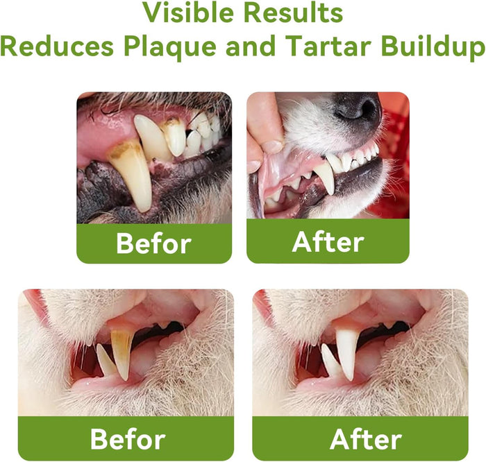Dog Teeth Cleaning Powder, Dog Denatl Powder,Dog Breath Freshener, Plaque Off Pet Tooth Cleaning for Dogs and Cats，Herbal Blend+5 Probiotics, Bad-Breath Oral Care, All Breeds-180g